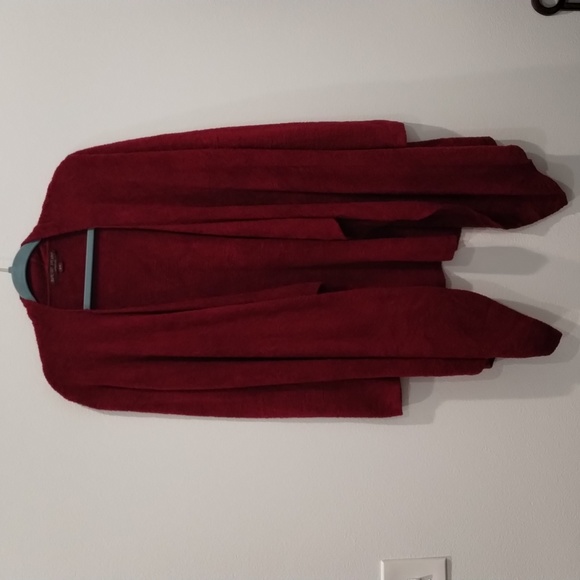 BAREFOOT DREAMS BAMBOO CHIC LITE S/M SMALL MEDIUM RED SWEATER WRAP CARDIGAN - Picture 4 of 8